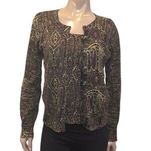 Studio By Liz Claiborne Cardigan Twin Set Silk Blend Sleeveless Tank Top Paisley